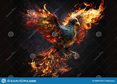 Phoenix Bird Risen From The Ashes Fire Bird Burning Bird Stock