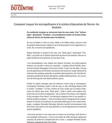 Le Journal Du Centre ToxMate