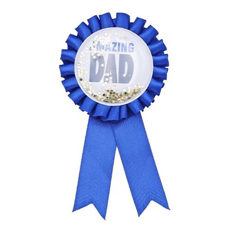 Fathers Day Amazing Dad Blue Rosette Pin Badge 165cm Partyrama