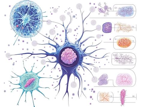 Illustration of neurons and their structures highlighting brain cell ...