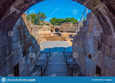 Roman Amphitheatre Of M Rida In Spain Editorial Image Image Of