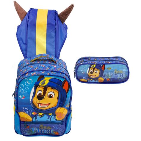 Kit Escolar Mochila Estojo Xeryus Paw Patrol Sea Patrol Chase