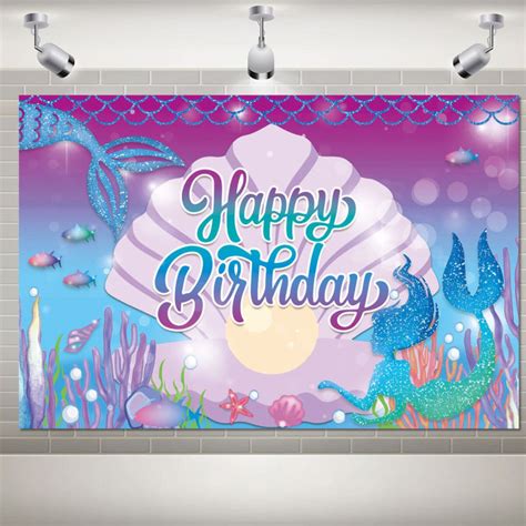 Mermaid Theme Photography Background Birthday Party Decoration Supplies ...