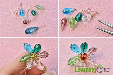 How To Make A Pair Of Golden Wire Wrapped And Glass Bead Flower