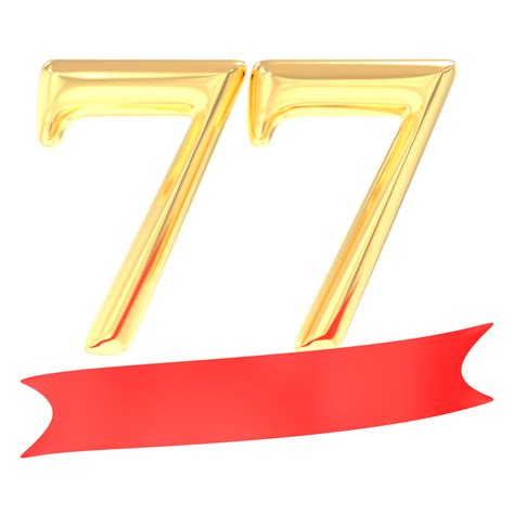 Anniversary 77 Number Gold And Red 3d Rendering 45496739 Png