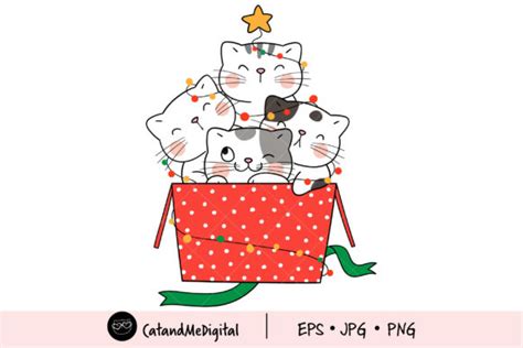 Cat Christmas Clipart Graphic By Catandme · Creative Fabrica