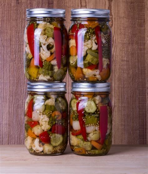 Mixed Pickled Vegetables In Mason Jars Stock Photo Image Of Cucumber