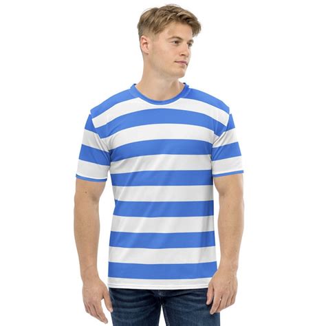 Blue And White Striped Shirt For Men Etsy Israel