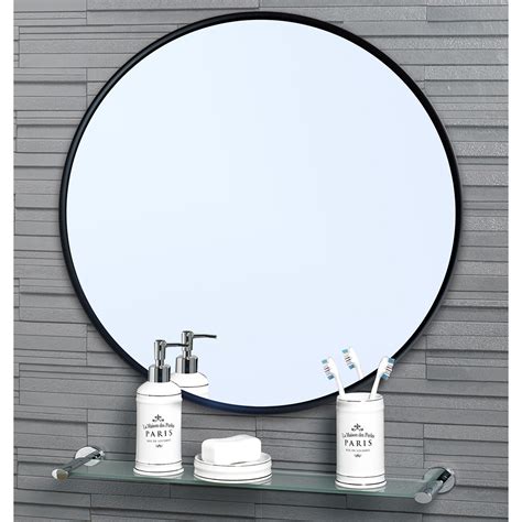 Portobello Round Bathroom Wall Mounted Mirror Metal Framed Matt Black