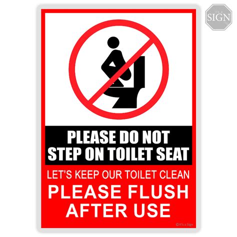 Do Not Step On Toilet Seat Flush Restroom Sign Laminated Signage A