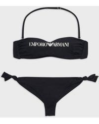 Emporio Armani Bandeau Bikini With Triangle Details In Natural Lyst UK