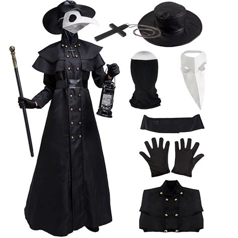 7pcs Plague Doctor Costume Crow Long Mouth Halloween Adults