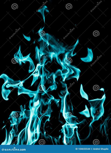 Blue Flame Fire On Black Background Stock Photo Image Of Background