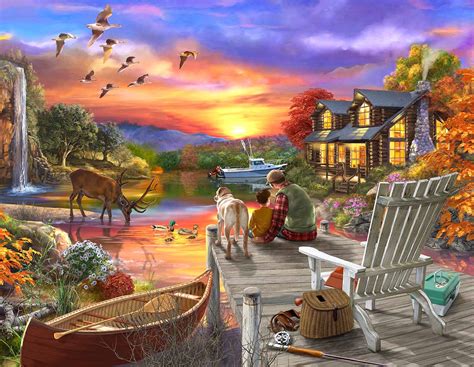 Sunset Cabin Pieces Sunsout Puzzle Warehouse