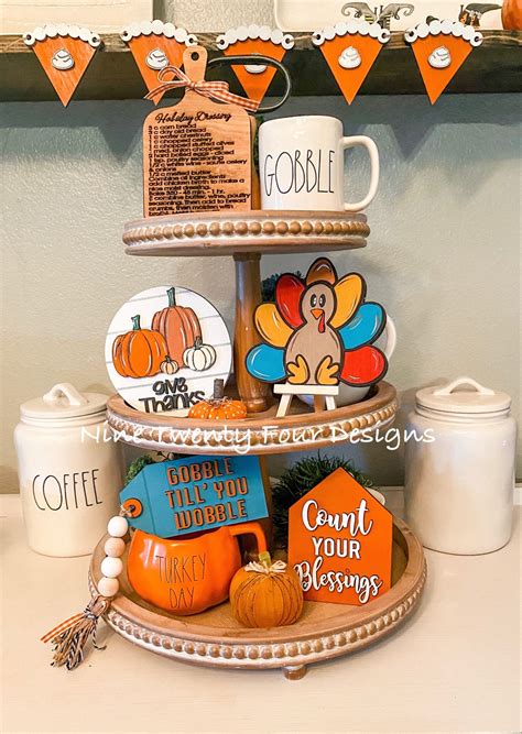 Turkey Tiered Tray Decor, Turkey Day Decor, Thanksgiving Set T15 - Etsy