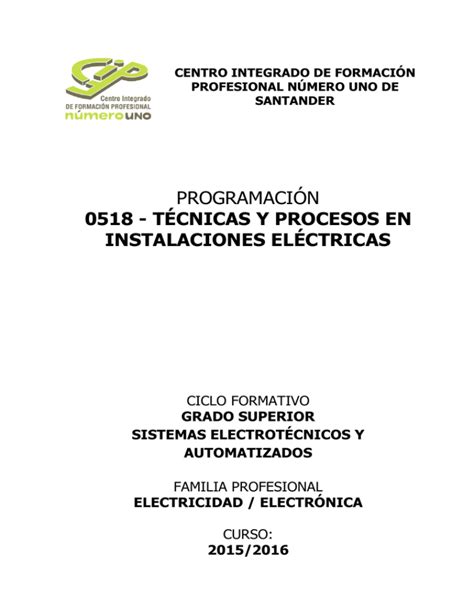 T Cnicas Y Procesos En Instalaciones El Ctricas