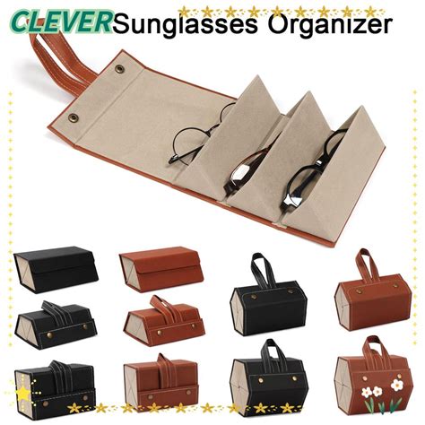 Clever Folding Glasses Organizer Multi Slot Eyeglasses Holder Storage Box Portable Travel Pu