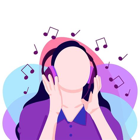 Girl Listening Music On Headphones 3429410 Vector Art At Vecteezy