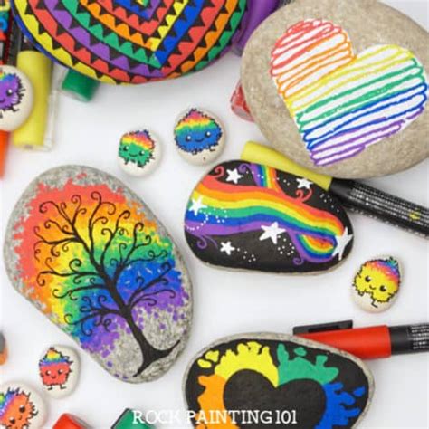 These rainbow rock painting ideas are perfect for brightening up ...