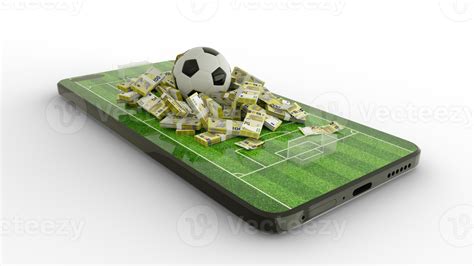 D Rendering Of Mobile Phone Soccer Betting Football And Euro Notes On