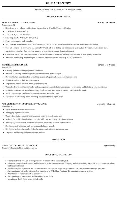 Verification Engineer Resume Sample 2022