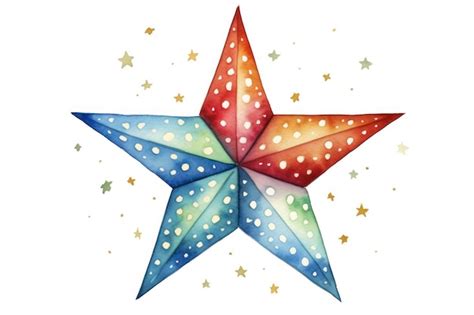 Premium AI Image Watercolor Christmas Star Isolated White Background