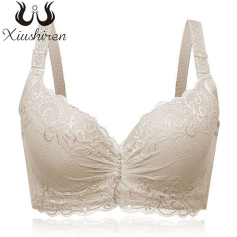 Xiushiren Plus Size C D Cup Sexy Embroidery Gather Push Up Thin Bras Women Underwear Lace