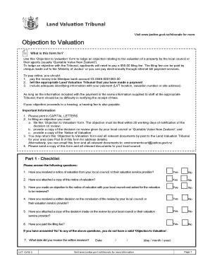 Fillable Online Objection To Valuation Ministry Of Justice Fax Email