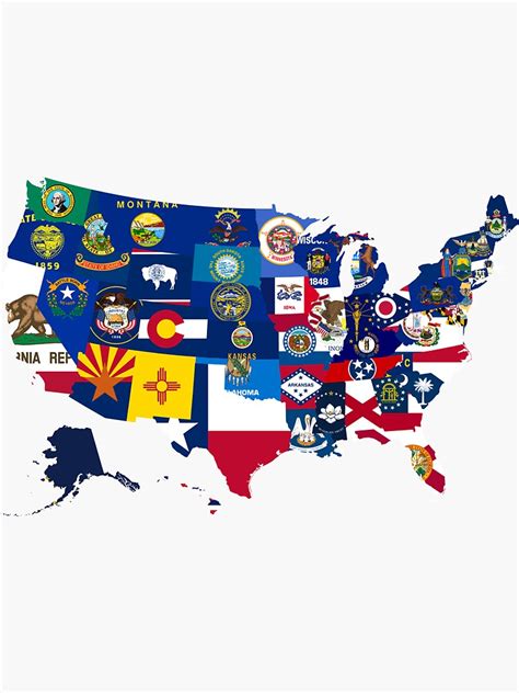 "United States of America (USA) State Flags Map With County Outlines ...