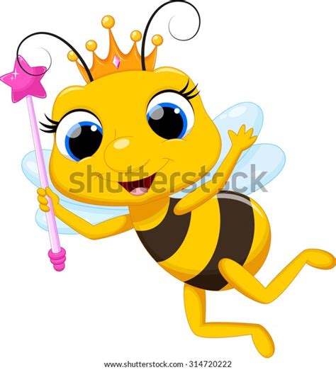 Cute Queen Bee Cartoon Stock Illustration 314720222