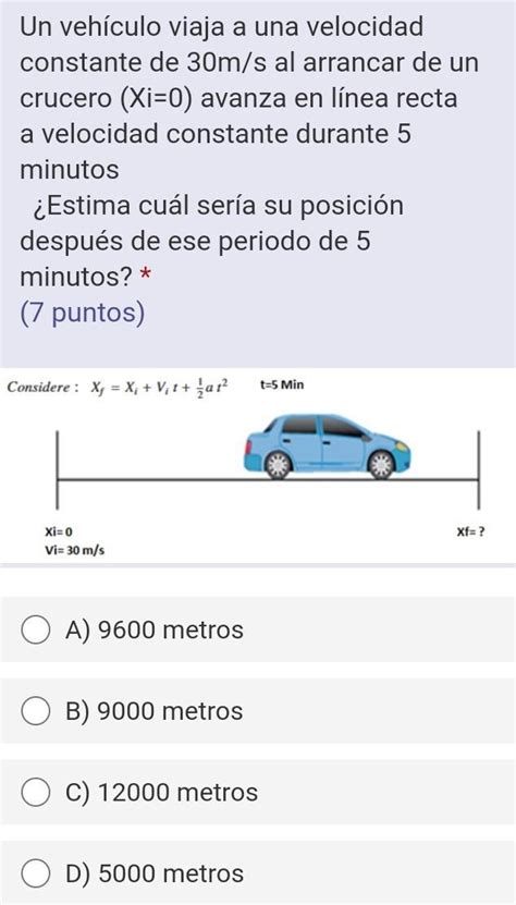 Un Veh Culo Viaja A Una Velocidad Constante De M S Al Arrancar De Un