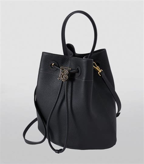 Womens Burberry Black Leather Tb Monogram Bucket Bag Harrods Uk