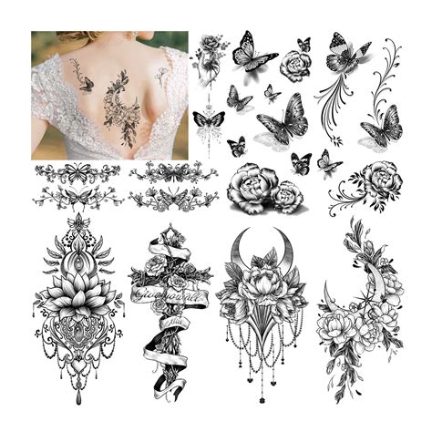 Cerlaza Long Lasting Fake Tattoos 30 Styles Waterproof Butterfly