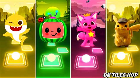 Baby Shark Vs Cocomelon Vs Pinkfong Vs Pikachu Tiles Hop EDM Rush