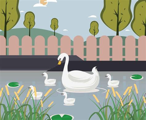 Free Swan And Baby Swans Illustration Vector Art & Graphics ...