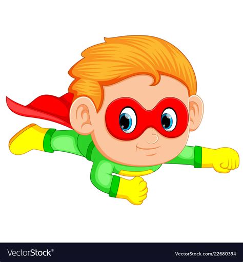 Superhero Boy Child Flying Upwards Royalty Free Vector Image