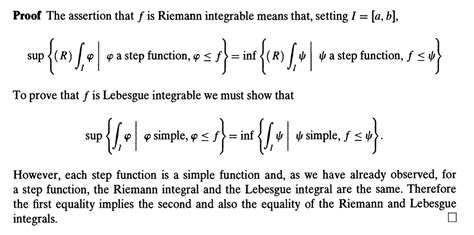 Real Analysis Equality Of Riemann And Lebesgue Integrals