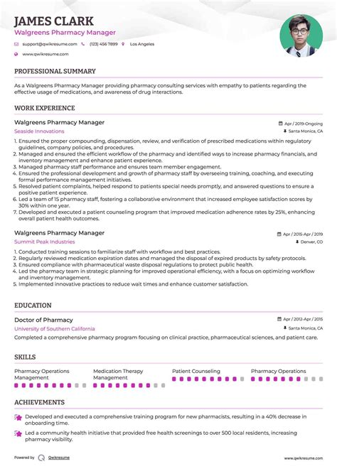 10+ Walgreens Pharmacy Manager Resume Samples & Templates for 2025