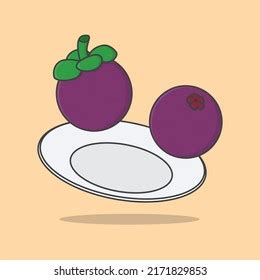 Mangosteen Fruit On Plate Cartoon Vector Stock Vector Royalty Free