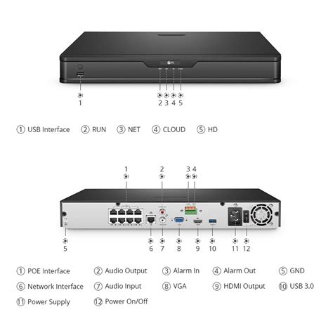 Nvr202 8c 8p 8チャンネル 8ポート Poe ネットワークビデオレコーダー 8ch 4k 30fps記録可能、2ch 4k