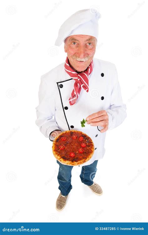 Italian cook with pizza stock image. Image of elder, restaurant - 33487285