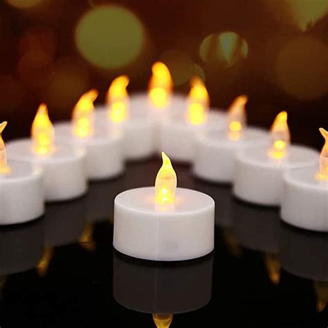 Yiwer 50pcs Mini Fake Tea Lights Battery Led Flameless Votive Candles Moving Flame Plastic