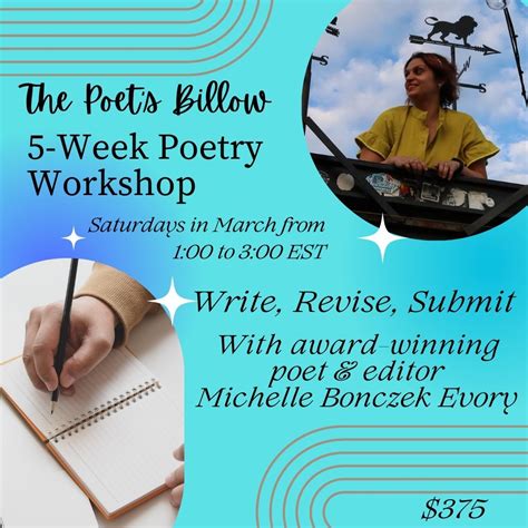 March Poetry Workshop Write Refine Submit The Poets Billow