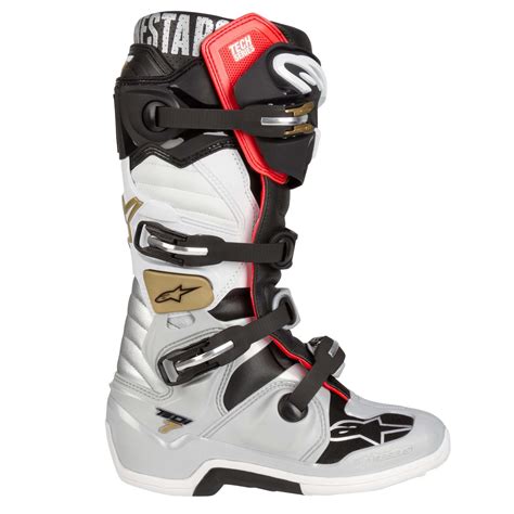 Alpinestars Tech 7 Boots Black Silver White Gold Sixstar Racing