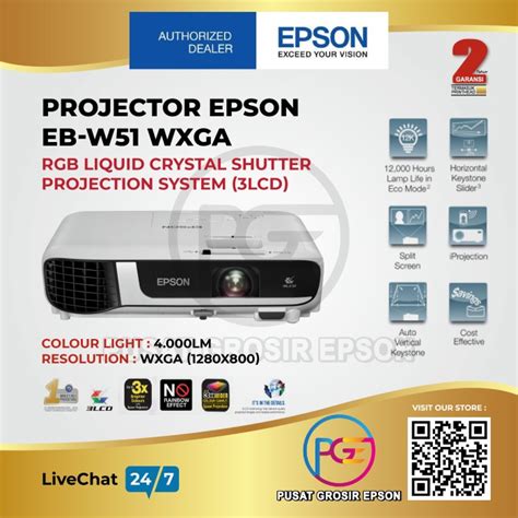 Jual PROJEKTOR EPSON EB W51 PENGGANTI EB W41 Shopee Indonesia