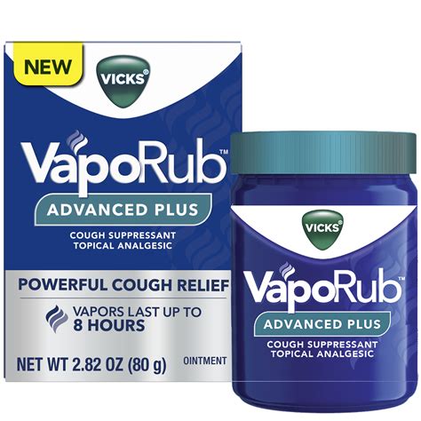 Vicks Vaporub Advanced Plus Cough Suppressant Topical Chest Rub Analgesic Ointment 2 82oz