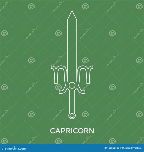 Capricorn Zodiac Sign Line Style Icon Of Zodiacal Weapon Sword One Of