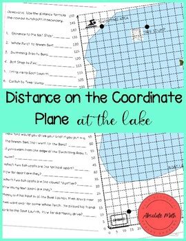 Distances On The Coordinate Plane At The Lake By Absolute Math Tpt