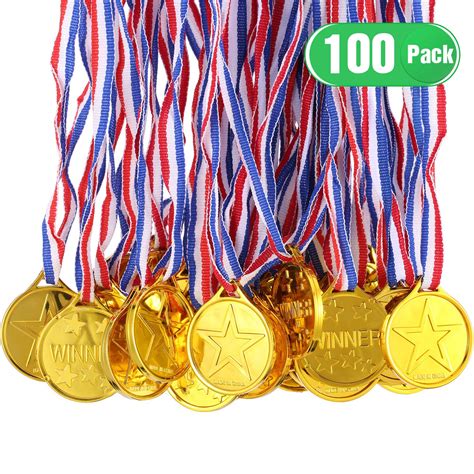 Buy 100 Packs Gold Plastic Winner Medals Kids Golden Winner Awards