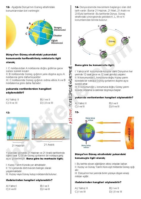 N Te Mevs Mler Ve Kl M Test Test Hadi Fene Fen E Itim